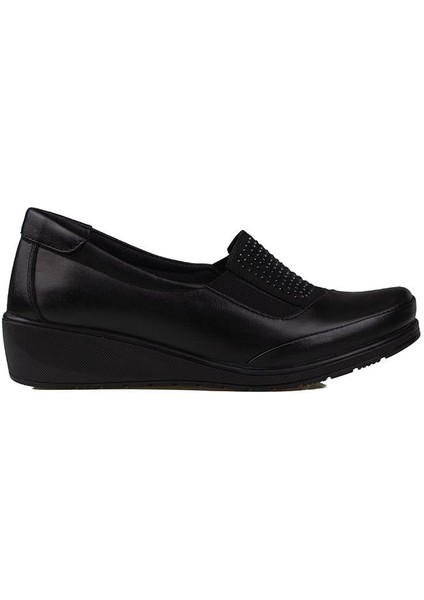 Siyah Hafif Dolgu Topuk Hakiki Deri Anne Ayakkabısı fiyatları