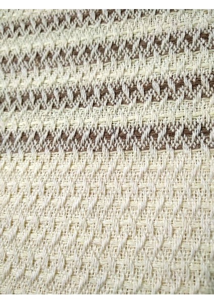 Pamuklu Kaymaz Hasır Dokuma Kolları Örten Koltuk Örtüsü Maxi Takım (3+3+1+1) - Krem Kahve Yeni fiyatları