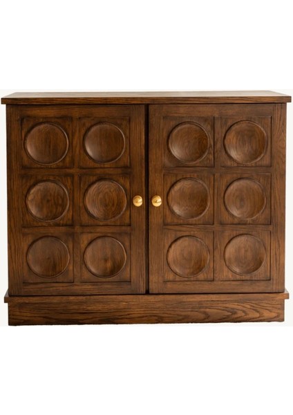 Denze Masif Ahşap Altın Kulp Detaylı Kabartmalı Kapaklı Lüks Dolap