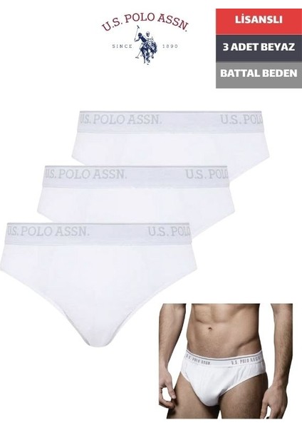 Erkek Battal Boy Lisanslı %95 Pamuklu Slip 3'lü Paket