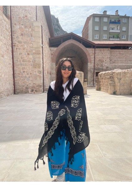 Renkli Desenli %100 Pamuklu El Baskı Şal – Yumuşak Dokulu, Etnik Tarz indirimleri