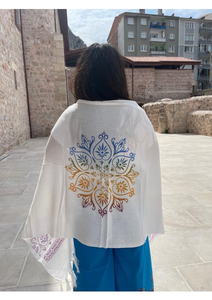 Renkli Desenli %100 Pamuklu El Baskı Şal – Yumuşak Dokulu, Etnik Tarz modelleri