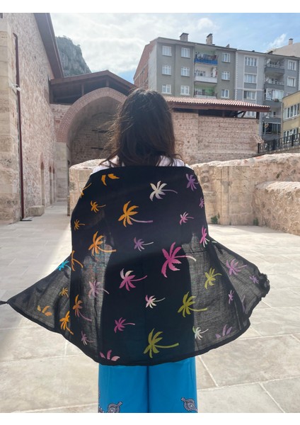 Renkli Desenli %100 Pamuklu El Baskı Şal – Yumuşak Dokulu, Etnik Tarz fırsatları