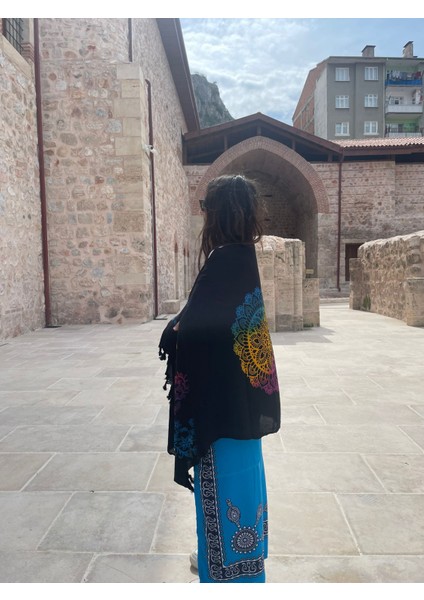 Renkli Desenli %100 Pamuklu El Baskı Şal – Yumuşak Dokulu, Etnik Tarz fiyatları