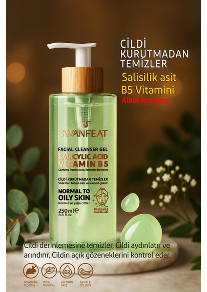Yüz Temizleme Jeli B5 Vitaminli Alkol İçermeyen Yağlı ve Karma Ciltler İçin 250ml