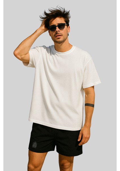 Store %100 Organik Pamuk Nefes Alan Tok Yumuşak Dokulu Premium Yarım Oversize Bisiklet Yaka Basic Erkek/Unisex Tişört Beyaz fiyatları