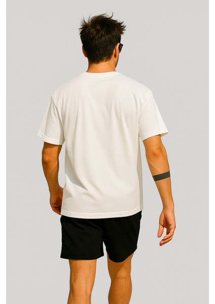 Store %100 Organik Pamuk Nefes Alan Tok Yumuşak Dokulu Premium Yarım Oversize Bisiklet Yaka Basic Erkek/Unisex Tişört Beyaz modelleri