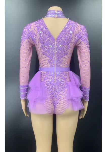 Dantel Bodysuit, Dansçı Body, Dansçı Kostüm, Mesh Ruffles Latin Dans Kostümü, Dansçı Mayosu fırsatları