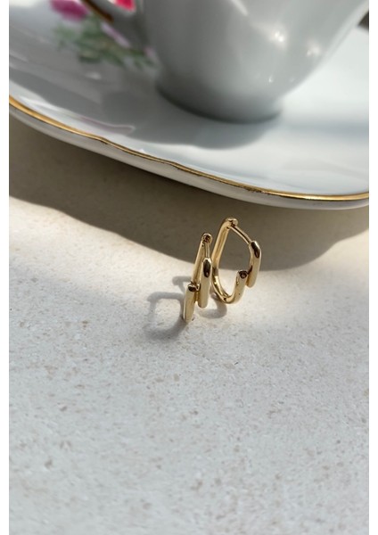 14 Ayar Altın Minimal Ince Ip Halka Küpe