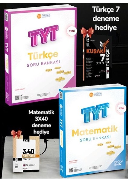 2026 ÜçDörtBeş Yayınları Tyt Türkçe Soru BANKASI-2026 345 Tyt Matematik Soru Bankası- Tyt Deneme Seti Hediye