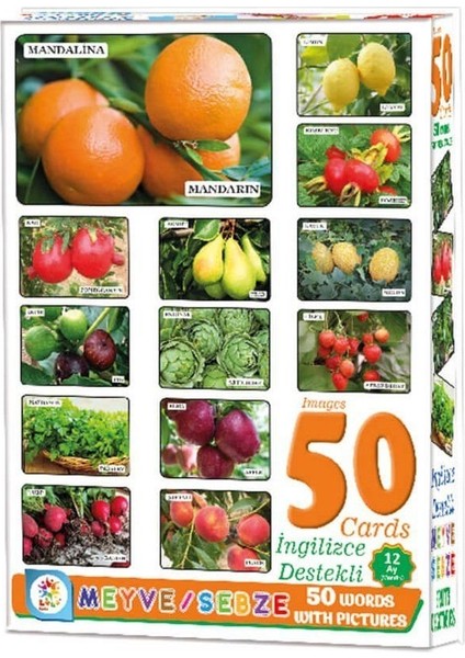 Baby 50 Card Meyve Sebze İngilizce Destekli Oyun Kartları
