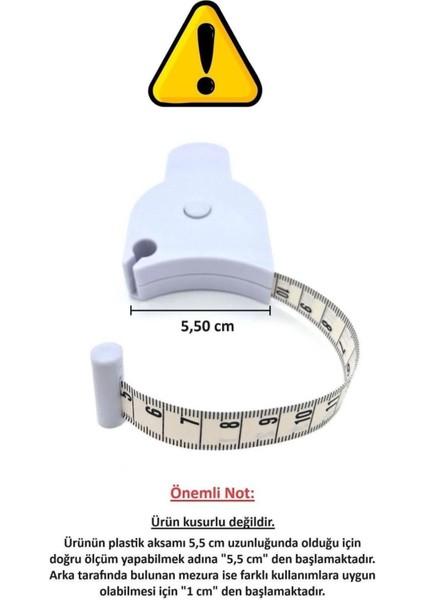 Baş ve Vücut, Kafa Çevresi Ölçüm Aleti Bel Ölçme Metresi Mezura Terzi Ölçü Metresi Ergonomik Mezro