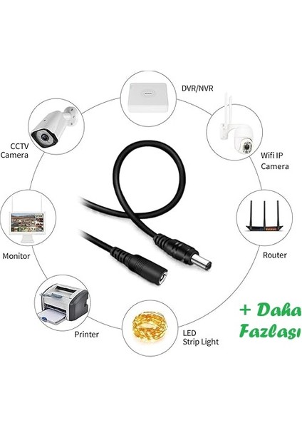 Dc Adaptör Uzatma Kablosu 5.5 * 2.1 mm Dişi Erkek Güç Uzatma Kablosu 10 Metre fiyatları