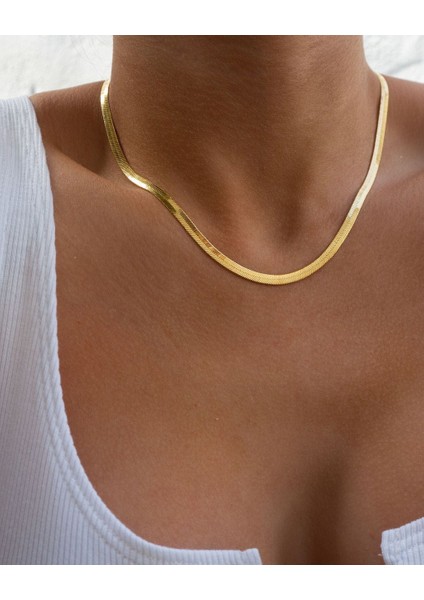 Gold Yassı Italyan KOLYE(45CM)