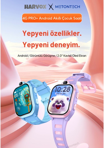 HARVOX HX Kids 4G Pro+ Plus Android Sim Kartlı Akıllı Çocuk Saati | GPS, Konum, Kamera, Görüntülü Görüşme, Yüz Tanıma Pembe indirimleri