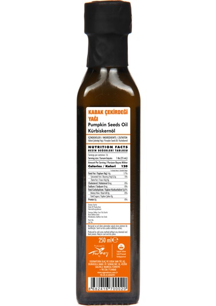 Kabak Çekirdeği Yağı 250 ml - Soğuk Sıkım & Cam Şişe modelleri