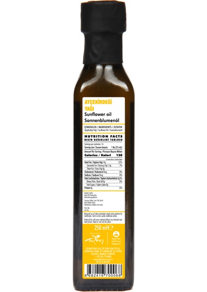 Ay Çekirdeği Yağı 250 ml - Cam Şişe fiyatları