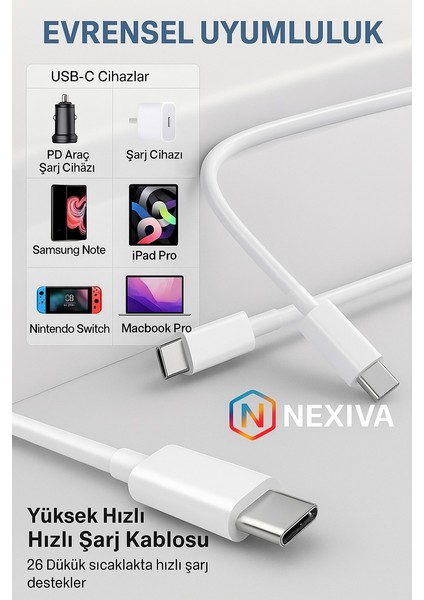 Orjinal Xiaomi-Oppo-Redmi-Huawei-Apple iPhone Uyumlu Type-C Şarj Kablosu indirimleri