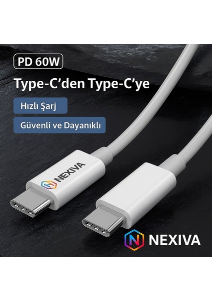 Orjinal Xiaomi-Oppo-Redmi-Huawei-Apple iPhone Uyumlu Type-C Şarj Kablosu