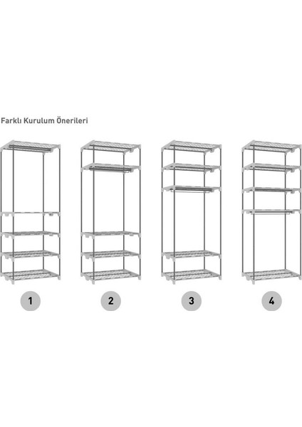 Slim Fit Varyant Çelik Profilli Bez Dolap Gri modelleri