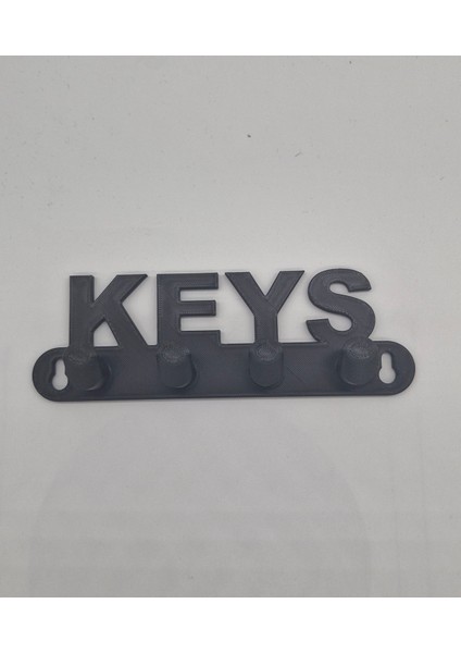 Keys Yazılı Kullanışlı Anahtarlık, 3D Baskı, Siyah