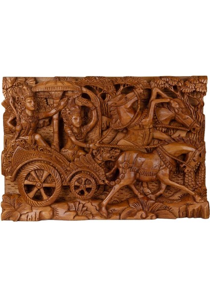 Tek Parça El Yapımı Oyma Tablo Doğal Ahşap Sanatı 33 cm x 48 cm