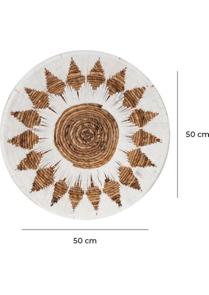 Bohem Hasır Yuvarlak Duvar Dekoru Bambu ve Makrome İle Yapılan Duvar Süsü 50 cm x 50 cm fırsatları