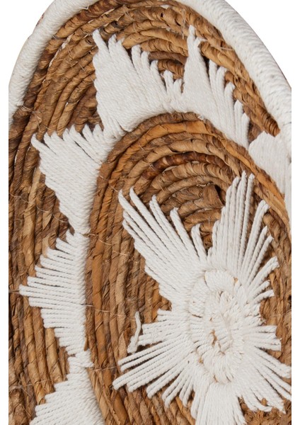 Bohem Hasır Yuvarlak Duvar Dekoru Bambu ve Makrome İle Yapılan Duvar Süsü 50 cm x 50 cm modelleri