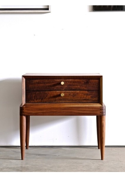 Denze Masif Ceviz Ahşap Pirinç Detaylı 2 Çekmeceli Komodin fiyatları