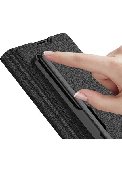 Samsung Galaxy Z Fold 7 Kılıf Suni Deri Tasarımlı Kalem Bölmeli Kıpta Kartlıklı Standlı Kılıf fiyatları