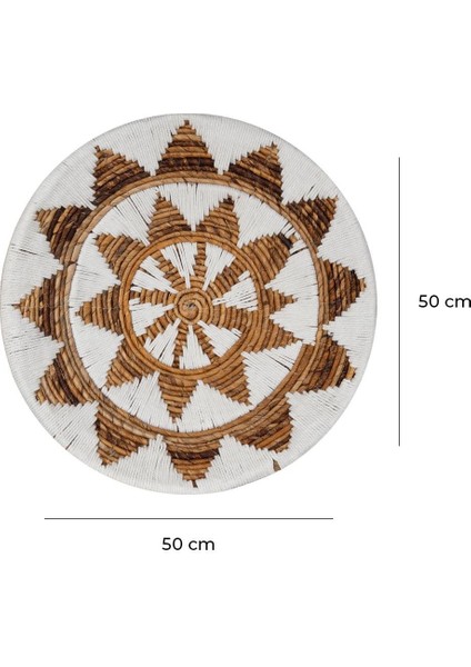 Bohem Hasır Yuvarlak Duvar Dekoru Bambu ve Makrome İle Yapılan Duvar Süsü 50 cm x 50 cm fırsatları