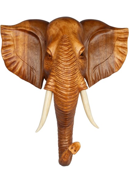 Dekoratif Ahşap Fil Objesi El Yapımı Doğal Tasarım 40 cm x 46 cm