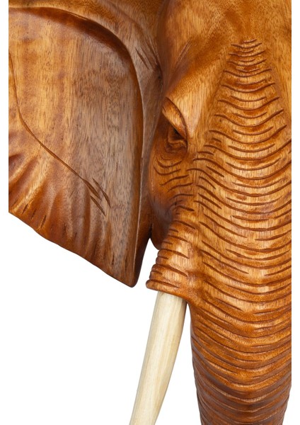 Dekoratif Ahşap Fil Objesi El Yapımı Doğal Tasarım 40 cm x 46 cm modelleri