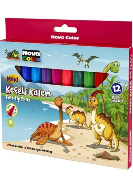 Maxi Jumbo Keçeli Kalem Felt-Tip Pens- 12 Li fiyatları