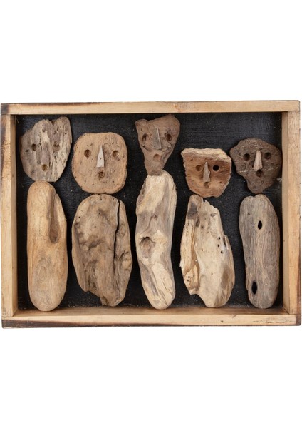Dekoratif El Yapımı Ahşap Çerçeve Figür 30 cm x 40 cm