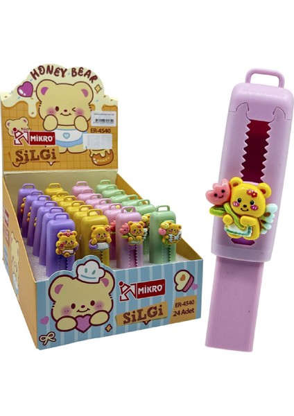Honey Bear Sürgülü Silgi (ER-4540) 4 Adet modelleri