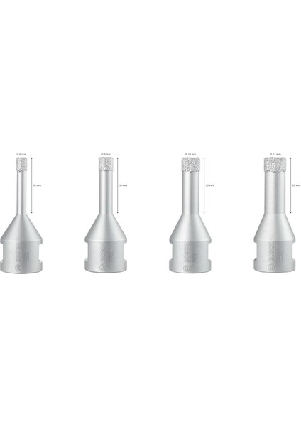 Pro Ceramic M14 X-Lock Kuru Karot Ucu Seti, 4lü modelleri