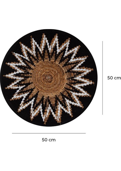 Bohem Hasır Yuvarlak Duvar Dekoru Bambu ve Makrome İle Yapılan Duvar Süsü 50 cm x 50 cm fırsatları