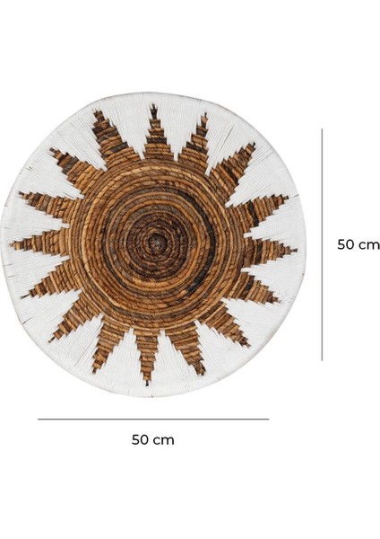 Bohem Hasır Yuvarlak Duvar Dekoru Bambu ve Makrome İle Yapılan Duvar Süsü 50 cm x 50 cm fırsatları