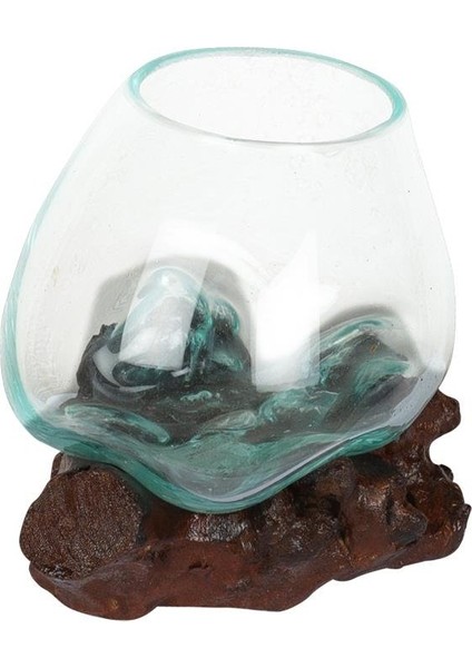 Ahşap El Yapımı Zemin ve Bardak 8 cm x 14 cm