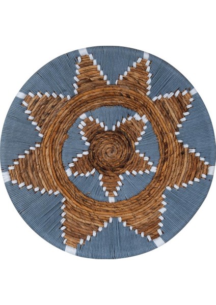 Bohem Hasır Yuvarlak Duvar Dekoru Bambu ve Makrome İle Yapılan Duvar Süsü 50 cm x 50 cm