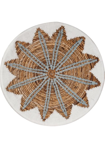 Bohem Hasır Yuvarlak Duvar Dekoru Bambu ve Makrome İle Yapılan Duvar Süsü 50 cm x 50 cm