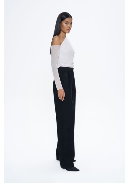Yüksel Bel Bol Paça Pantolon Siyah modelleri