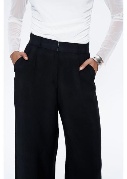Yüksel Bel Bol Paça Pantolon Siyah fırsatları