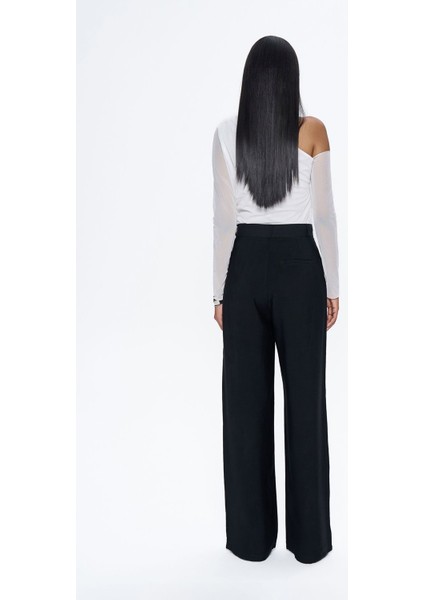 Yüksel Bel Bol Paça Pantolon Siyah indirimleri