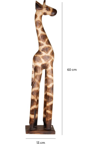Dekoratif Ahşap Zurafa Objesi El Yapımı Doğal Tasarım 13 cm x 60 cm modelleri