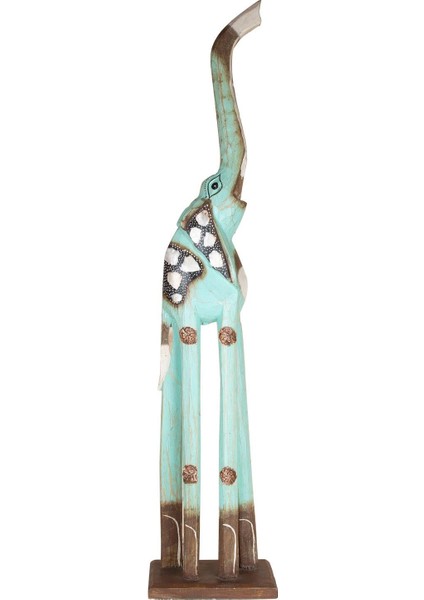 Dekoratif Ahşap Fil Objesi El Yapımı Doğal Tasarım 13 cm x 80 cm