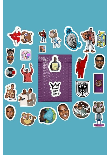 Kanye West Rap Sticker Paketi /bullet Journal Defter Çıkartma Ajanda Laptop Etiket