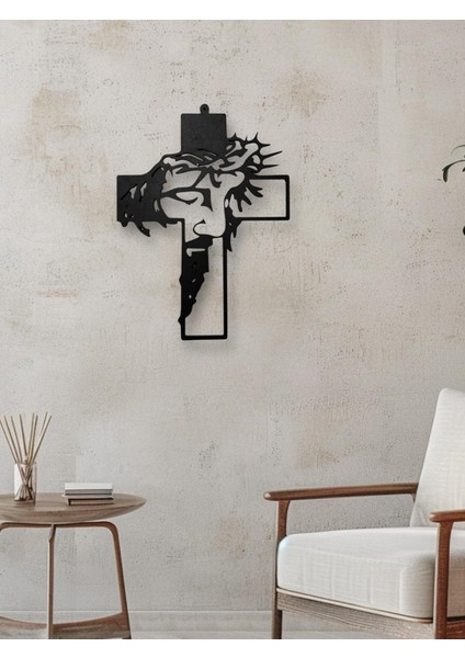 Dekoratif Hz. Isa Haç Tablo, Ahşap Tablo, Siyah Tablo, Hristiyan Dini Haç Sembolü, Isa Mesih