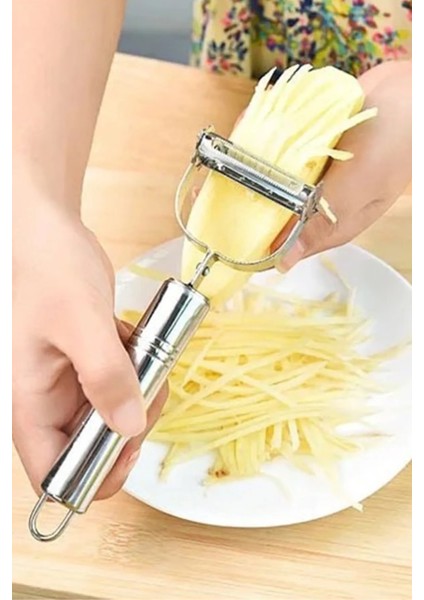 Paslanmaz Çelik Çift Fonksiyonlu Jülyen Doğrayıcı - Sebze Meyve Soyucu